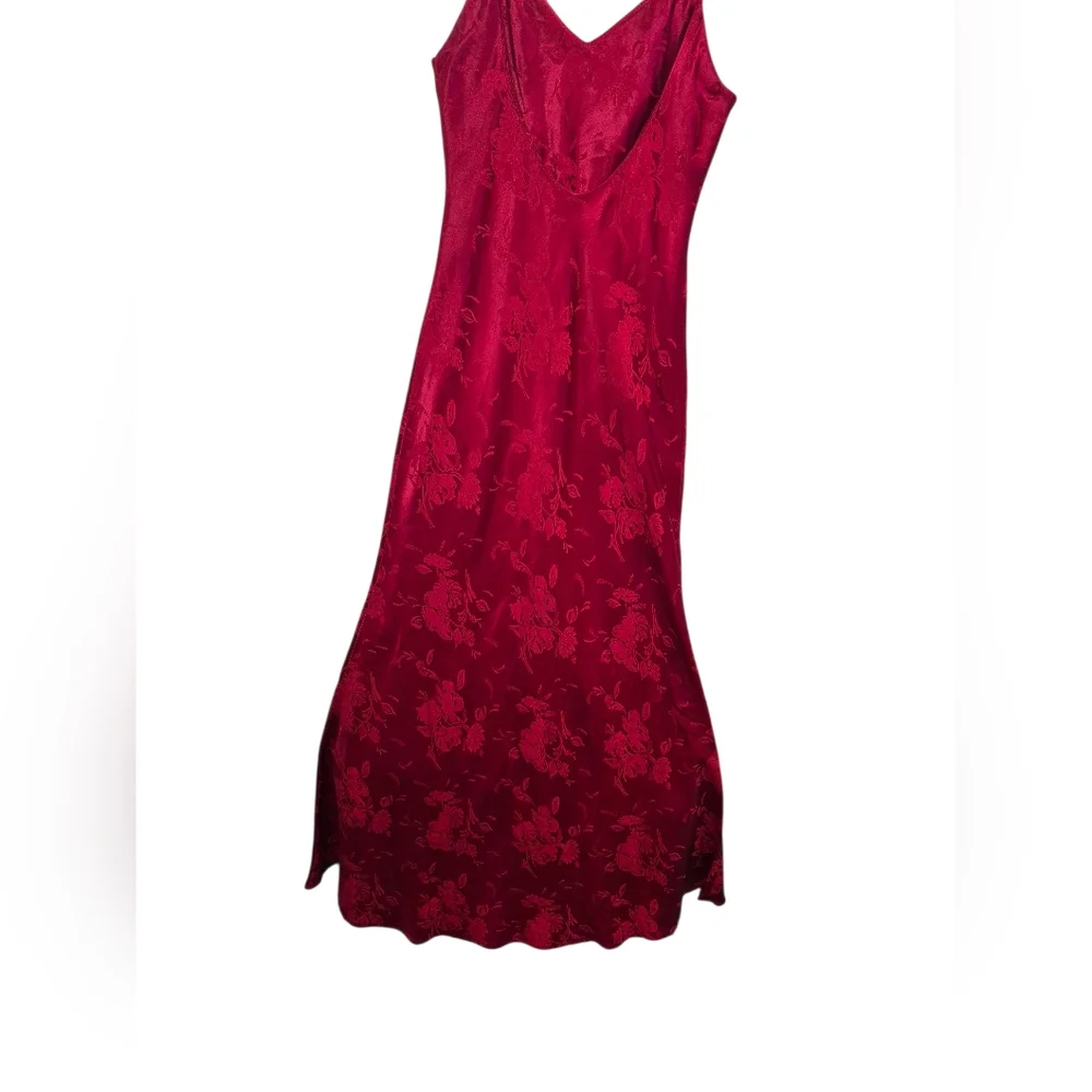 Vintage Jeremy Scott 90's Red Floral Maxi Slip Dress Braemar Petites - Picture 6 of 12